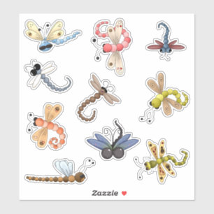 Negen kleurrijke libellen vinyl sticker