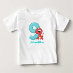 Negen maanden schattige dinosaurus Baby T-Shirt