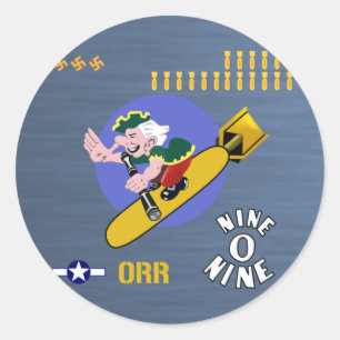 Negen op negen WWII neuskunst Ronde Sticker