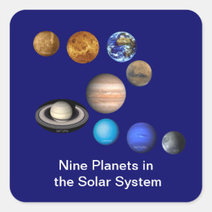 Negen planeten in het zonnestelsel vierkante sticker