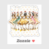 Negen vrouwen dansen | Twaalf dagen Kerst Sticker (Vel)