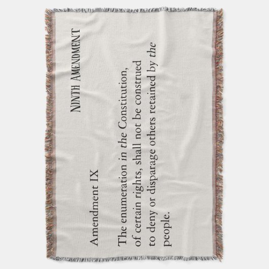 Negende amendement Grondwet Bill of Rights Deken (Voorkant Verticaal)