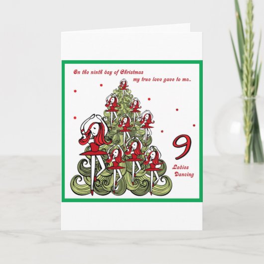 Negende Dag van Kerstmis Feestdagen Kaart (Voorkant)