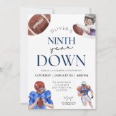 Negende jaar down football thema jongen 9e verjaar kaart (Voorkant)