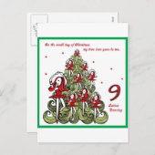 Negende Kerstdag Feestdagenkaart (Voorkant / Achterkant)