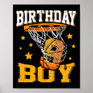 negende verjaardag Basketball Boy 9 Year Old Baske Poster