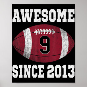 negende verjaardag Football Player 9 jaar oude Vin Poster