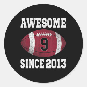 negende verjaardag Football Player 9 jaar oude Vin Ronde Sticker