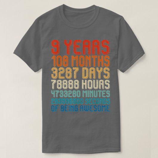 negende verjaardag Retro 9 jaar oude Kinderen 10 T-shirt (Design voorkant)