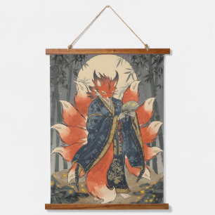 Negenstaartige Kitsune Vos Japanse Mythologie Ku Hangend Wandkleed