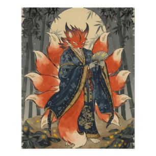 Negenstaartige Kitsune Vos Japanse Mythologie Ku Perfect Poster
