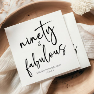 Negentig & Fabulous Minimaal 90ste Verjaardagsfees Servet