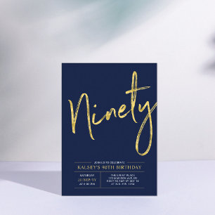 Negentig Goud & Navy Blauwe 90ste Verjaardagsfee Kaart