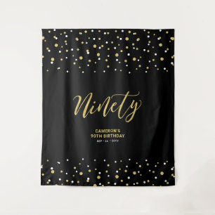 Negentig Goud & Zwart 90ste Verjaardagsfeest Achte Wandkleed