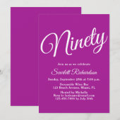 Negentig Modern Script Donker Roze 90ste Verjaarda Kaart (Voorkant / Achterkant)