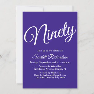 Negentig Modern Script Paarse 90ste verjaardagsfee Kaart