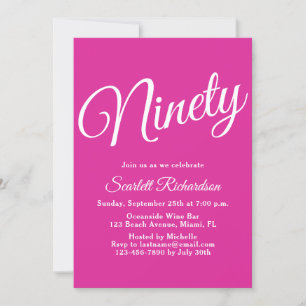 Negentig Modern Script Roze 90ste Verjaardagsfeest Kaart