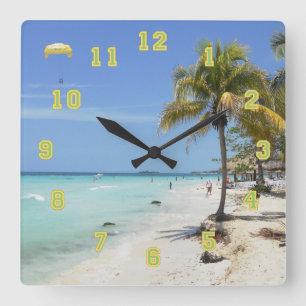 Negril Beach Jamaica Clock Vierkante Klok