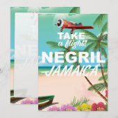 Negril Beach Jamaica vintage-poster (Voorkant / Achterkant)