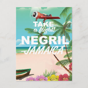 Negril Beach Jamaica vintage reisposter Briefkaart