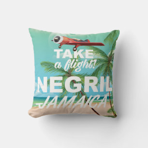 Negril Beach Jamaica vintage reisposter Kussen