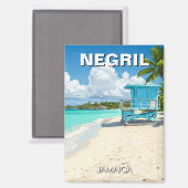 Negril Jamaica Beach Badmeester Shack Magneet (Voorkant / Achterkant)