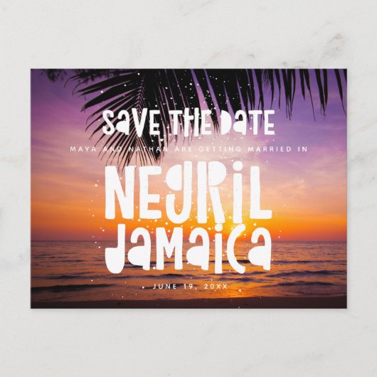 Negril Jamaica Beach Bruiloft Save the Date Aankondigingskaart (Voorkant)