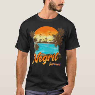 Negril Jamaica Beach Summer Vacation Sunset Palm T T-shirt