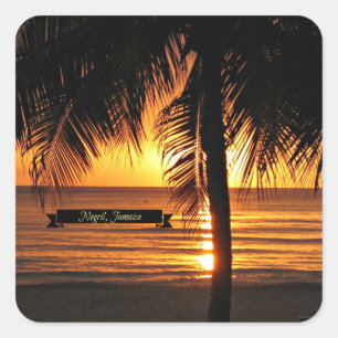 Negril, Jamaica bij zonsondergang Vierkante Sticker