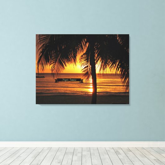 Negril, Jamaica mooie zonsondergang Canvas Afdruk (Insitu (Houten vloer))