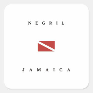 Negril Jamaica Scuba Dive Flag Vierkante Sticker
