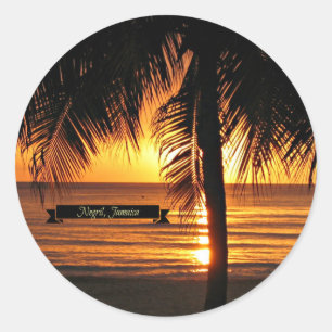 Negril, Jamaica-zonsondergang, mooie foto, Ronde Sticker