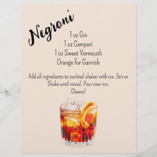 Negroni Bar Cart Sign