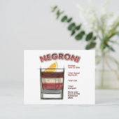 NEGRONI Cocktail Recipe Art Briefkaart (Staand voorkant)