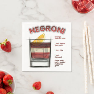 NEGRONI Cocktail Recipe Art Servet