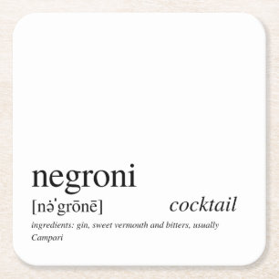 Negroni Modern Black Typography Paper Onderzetter
