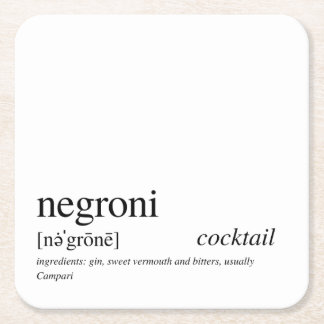Negroni Modern Black Typography Paper Onderzetter