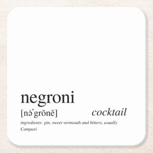 Negroni Modern Citaat Zwarte Typografie Vierkante Kartonnen Onderzetter