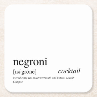 Negroni Modern Quote Black Typografie Vierkante Kartonnen Onderzetter