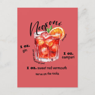 Negroni Recept Cocktail Bar Keuken Kunst Briefkaart