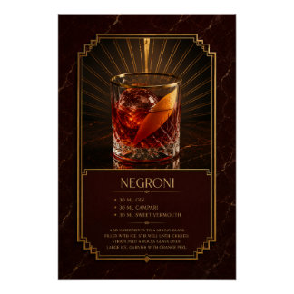 Negroni Recept Poster | Bar Kunst Perfect Poster