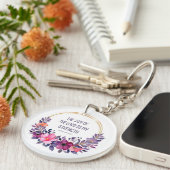 Nehemia 8:10 Kleurrijke bloem, vreugde des Heren Sleutelhanger (Voorkant Rechts)