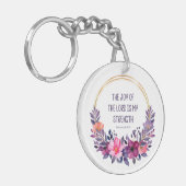 Nehemia 8:10 Kleurrijke bloem, vreugde des Heren Sleutelhanger (Voorkant Links)