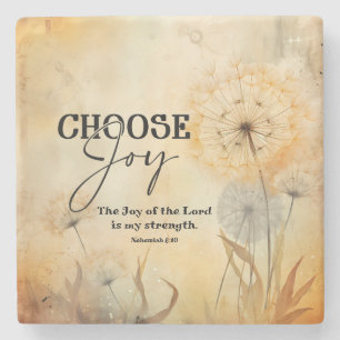 Nehemia 8:10 Vreugde van de Heer Bijbel Verse Bloe Stenen Onderzetter