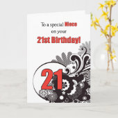 Neice, 21e verjaardag Religieuze wervelingen Kaart (Gele Bloem)