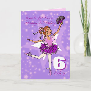 Neice ballerina verjaardag paars paars kaart