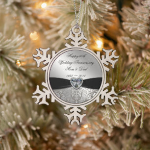 Neige 60e anniversaire du Mariage Ornement de flocon de