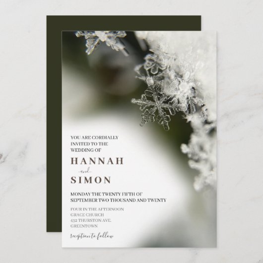 Neige argentée Noël Mariage d'hiver Invitation (Devant / Derrière)