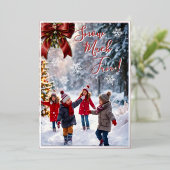Neige Beaucoup d'enfants amusants Jouer Carte de N (Debout devant)