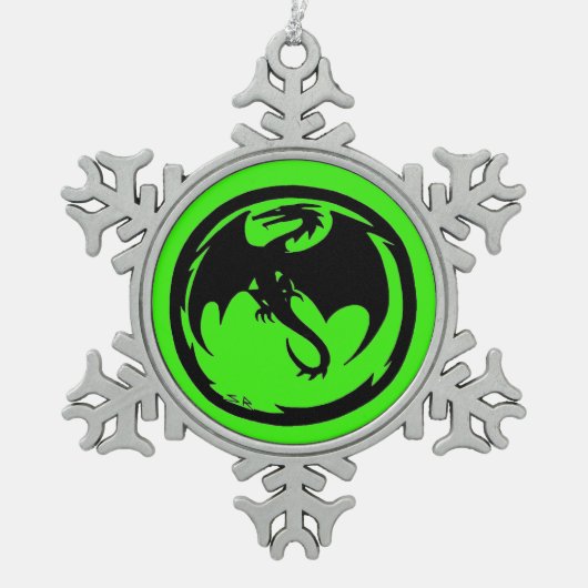 Neige Black Dragon Vert épluche ornement de flocon de ne (Devant)